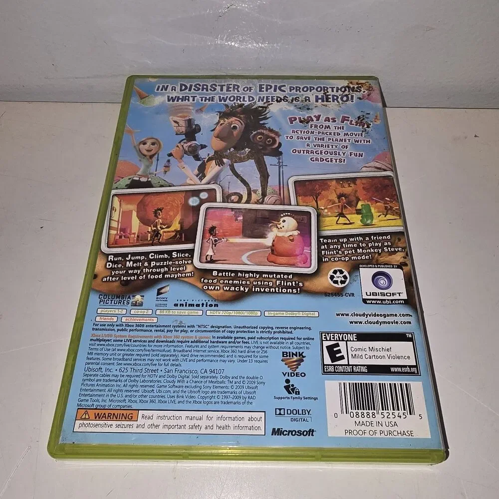Cloudy With a Chance of Meatballs (Microsoft Xbox 360, 2009) With Manual